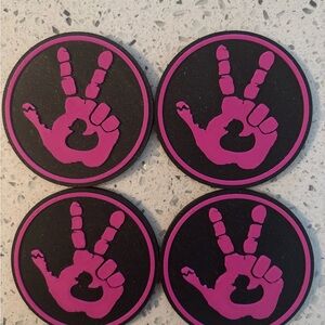 Fuchsia Peace Sign Car Cup Coasters set of 4 3D printed washable